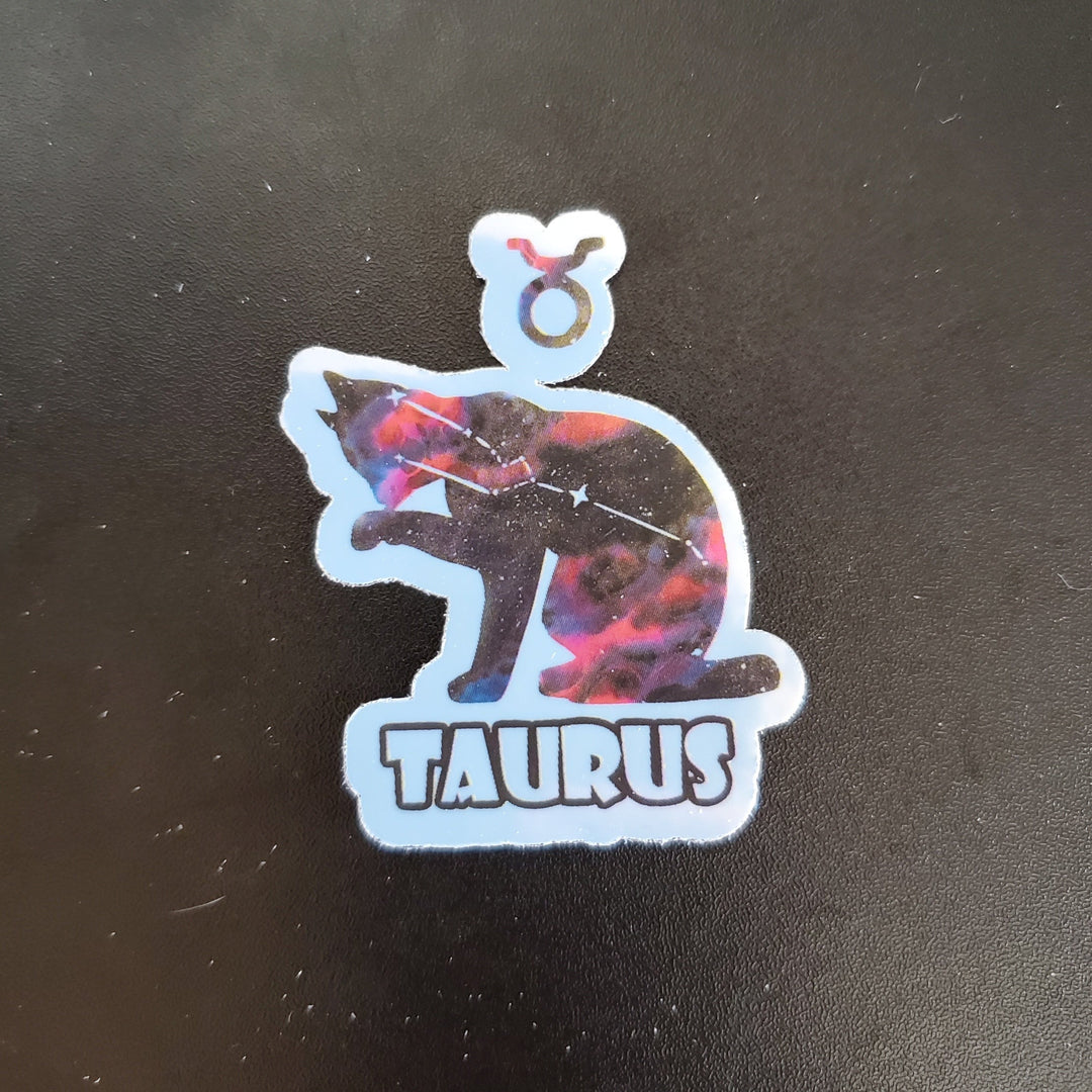 Zodicat Taurus Holographic Sticker - Waterproof Vinyl