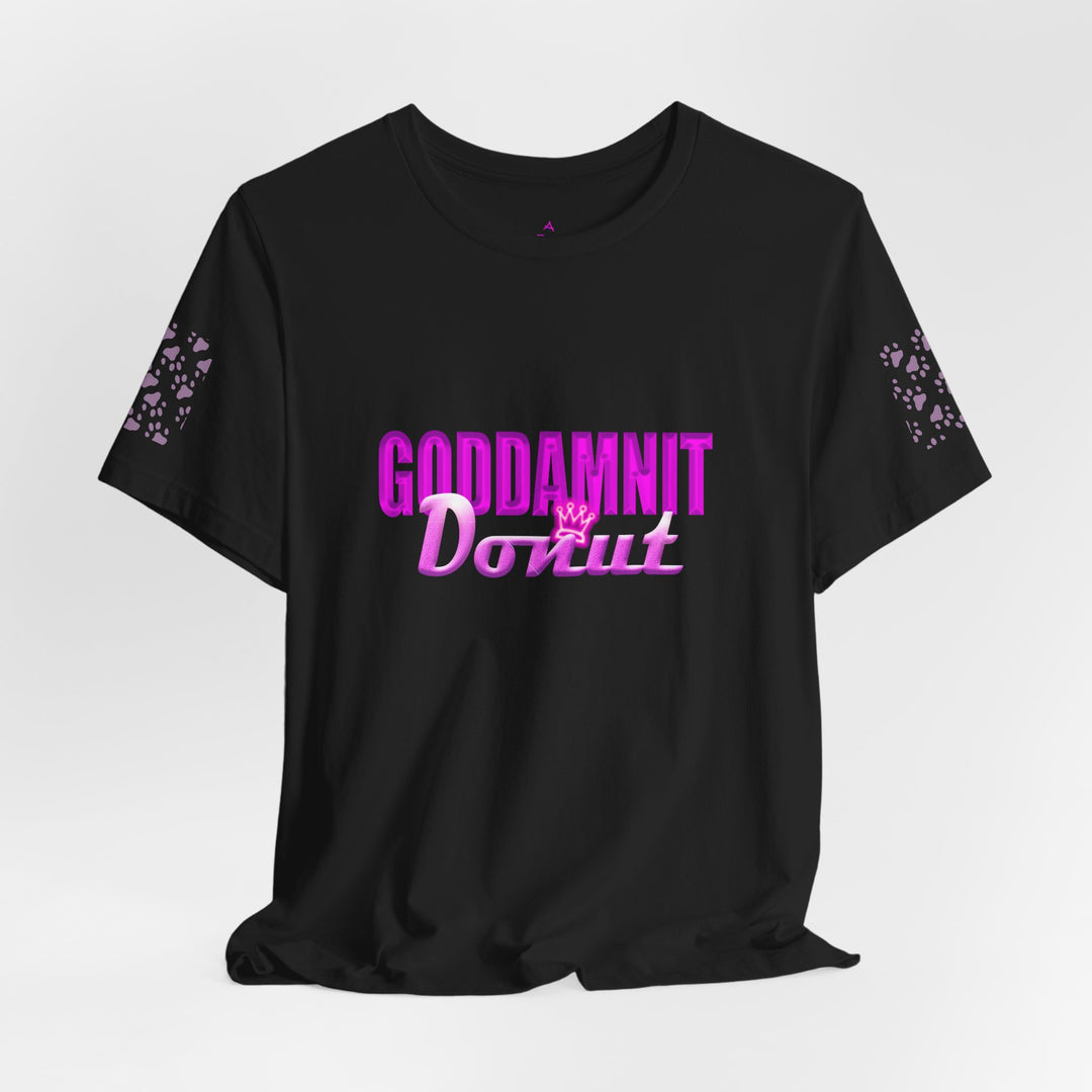 Goddamnit Donut Graphic Tee — Retro Pink Script Shirt