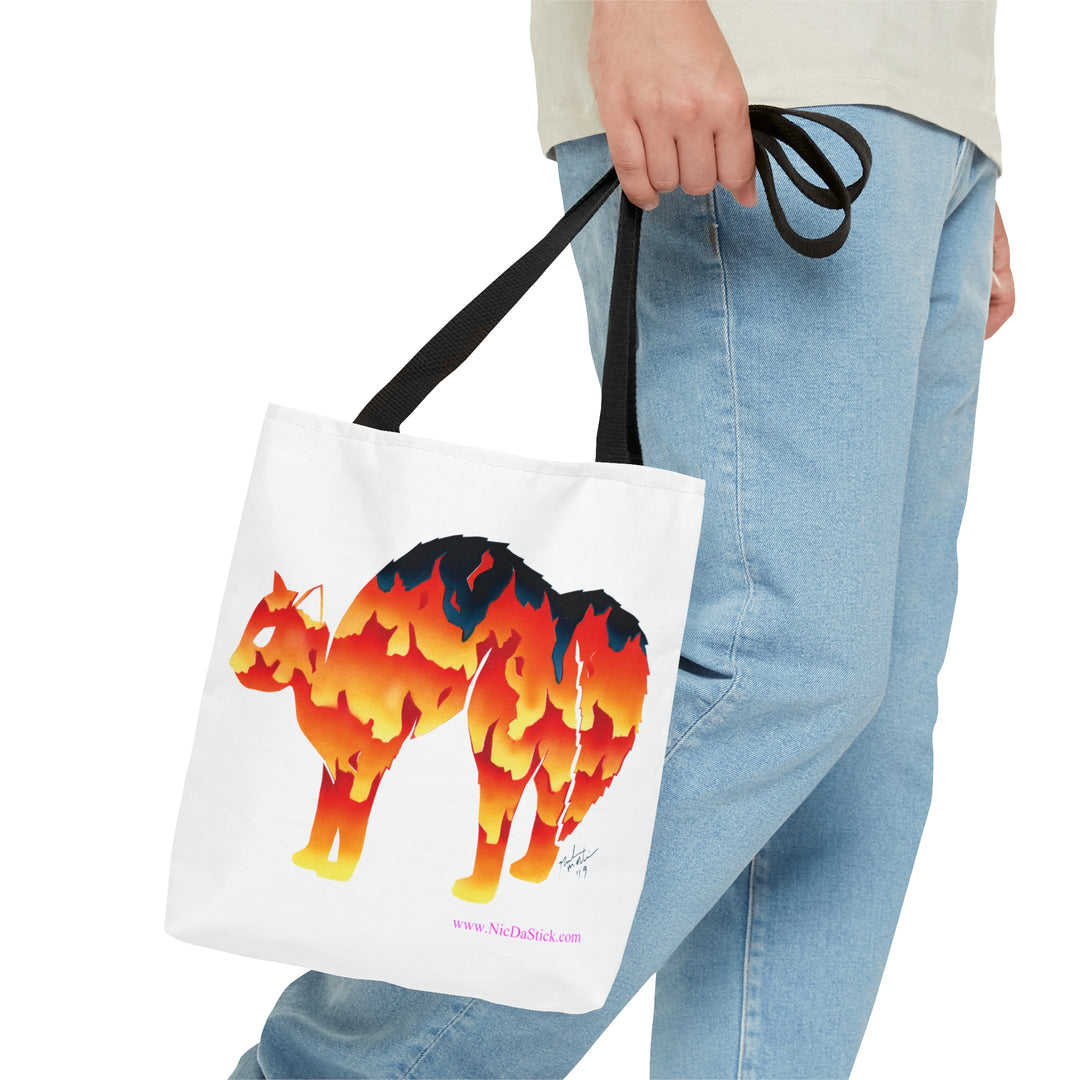 Fire Silohcat AOP Tote Bag