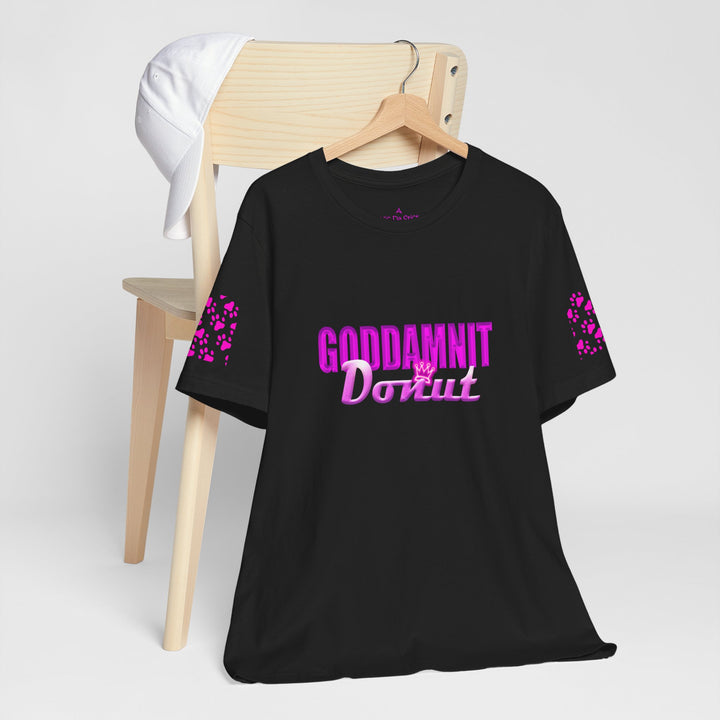 Goddamnit Donut Graphic Tee — Retro Pink Script Shirt