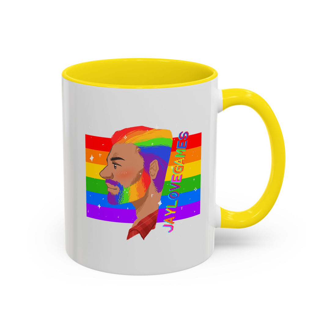 Pride 2026 Jaylovegames Accent Coffee Mug — 'Jaylovepride'  (11/15oz)