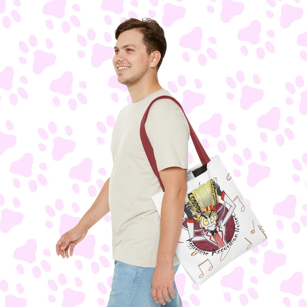 Lucifer Aggressive Accordion Noises Tote Bag (AOP) - Music Notes