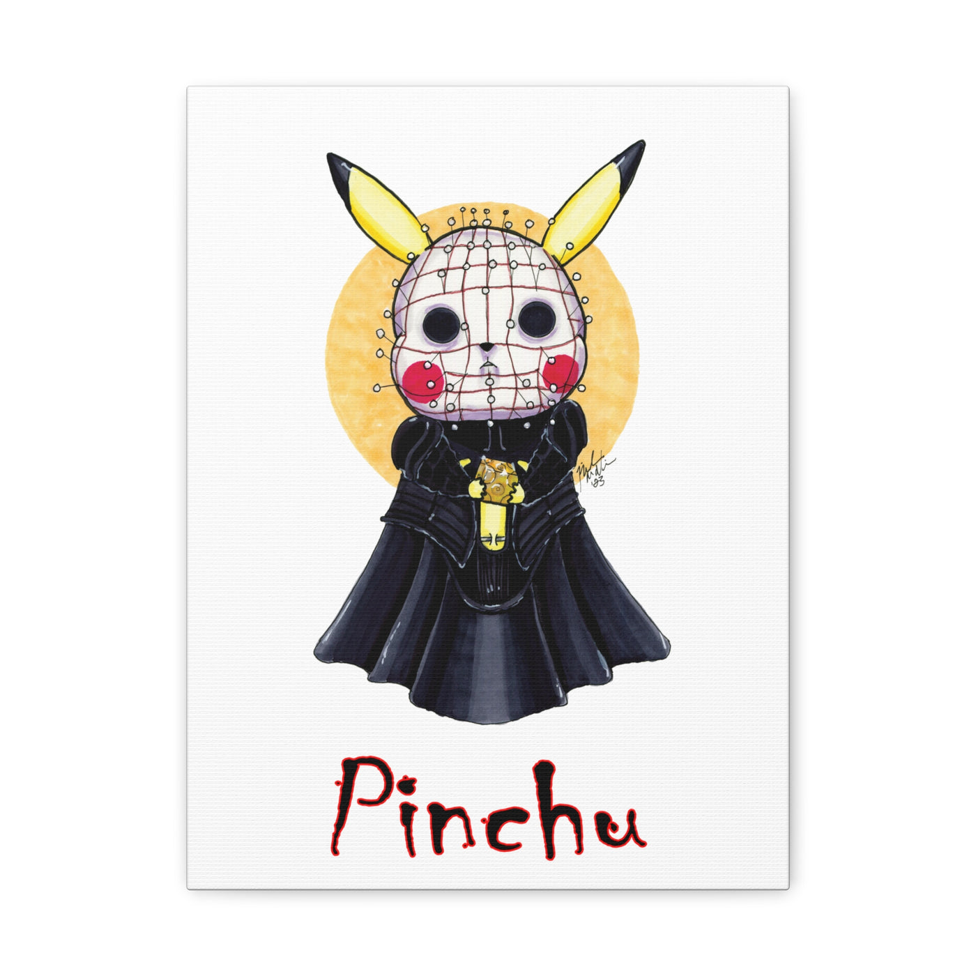 Pinchu - Horrorchu Mashup Canvas Print  w/Text