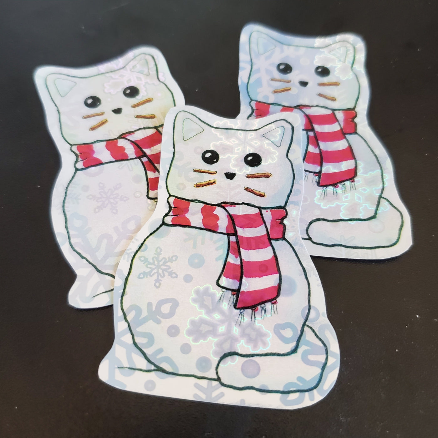 Snow Kitty Holographic Sticker - Waterproof Vinyl