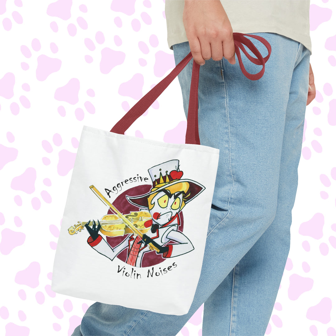 Lucifer Aggressive Violin Noises Tote Bag (AOP) - White