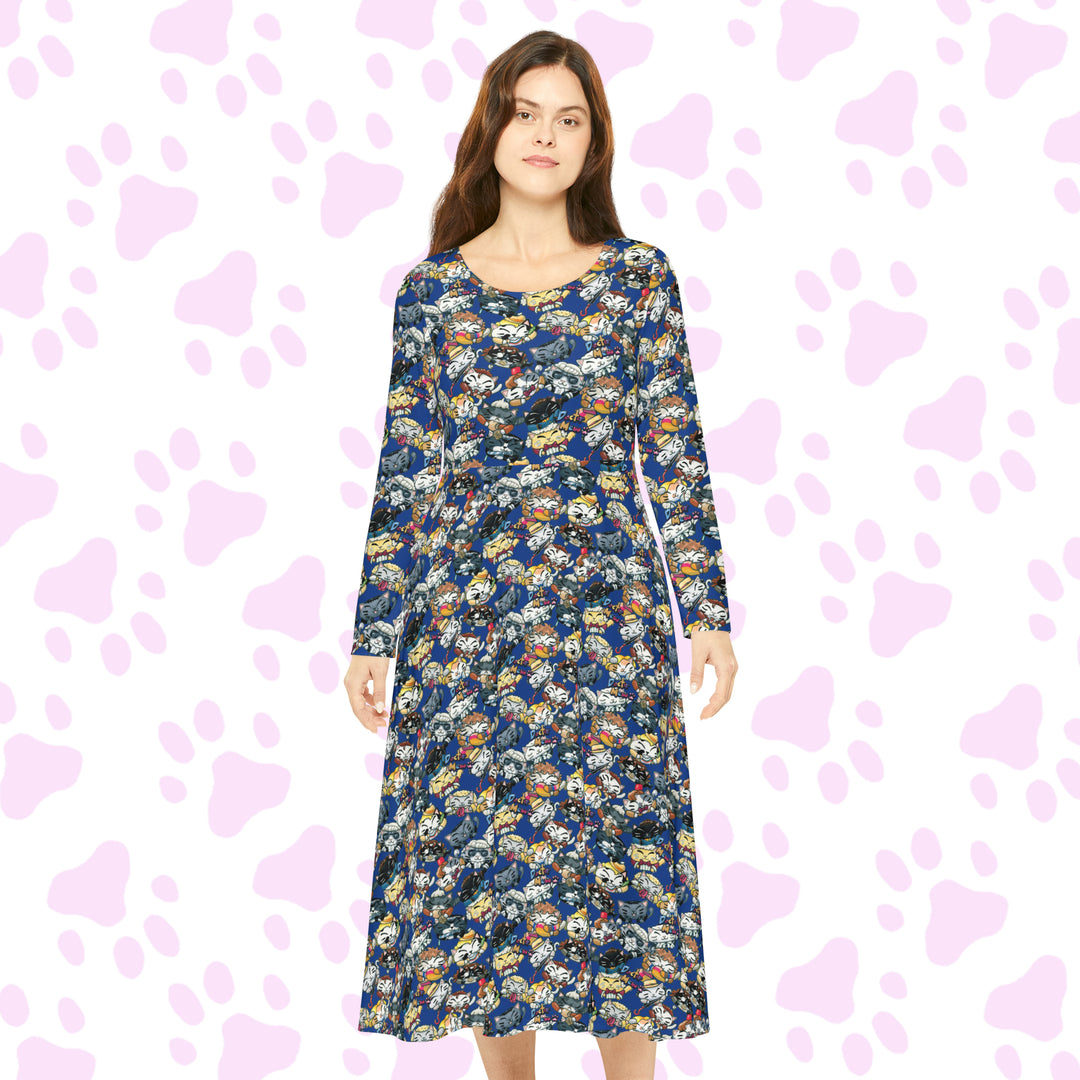 Doctor Mew - All Doctors Women's Long Sleeve Dance Dress (AOP)