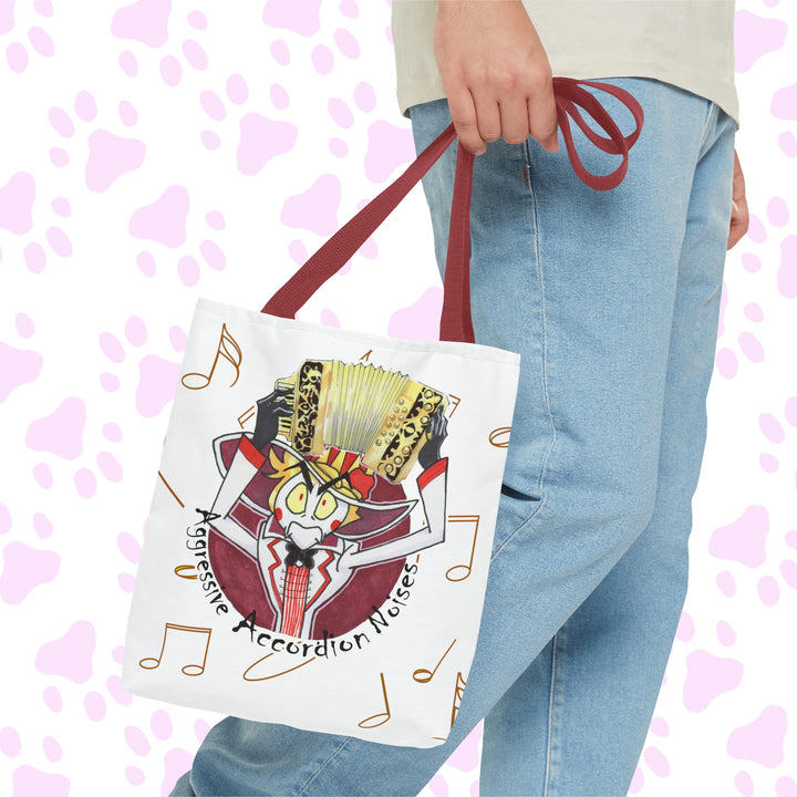 Lucifer Aggressive Accordion Noises Tote Bag (AOP) - Music Notes