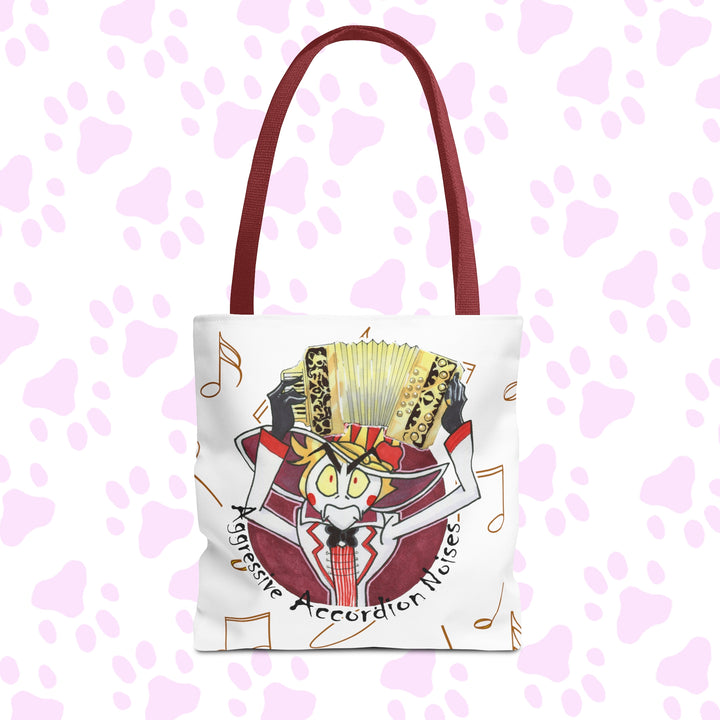 Lucifer Aggressive Accordion Noises Tote Bag (AOP) - Music Notes