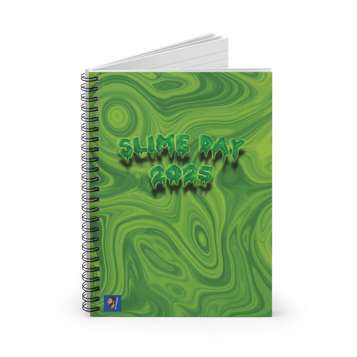 Slime Day 2025 Spiral Notebook — Green Swirl Ruled Journal
