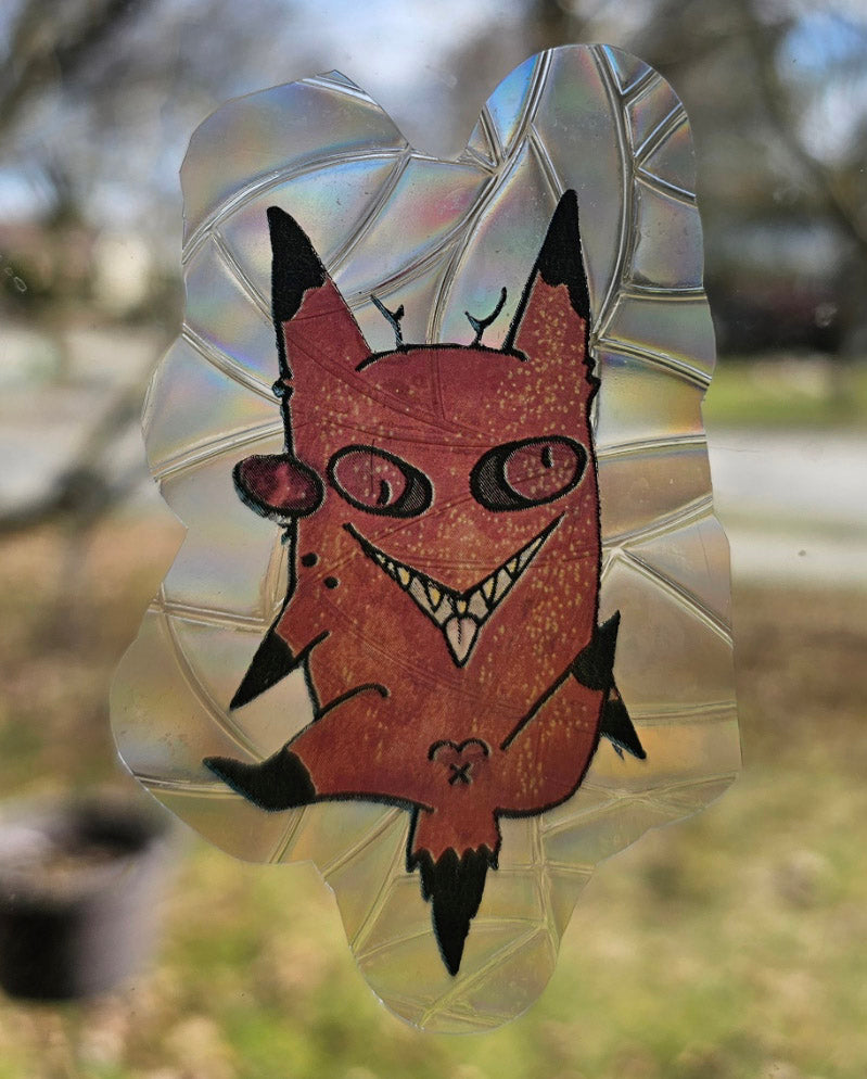 Cursed Alistor Cat "Licking his - Well you get the Idea!"  Suncatcher Sticker