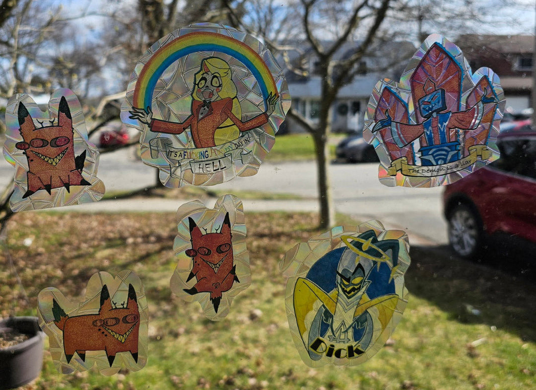 Charlie  "It's a Fucken Happy Day in Hell"  Suncatcher Sticker