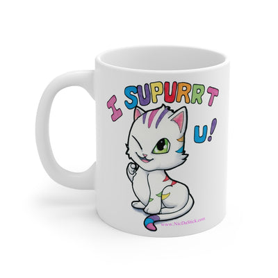 Rainbow Pride Kitty Support Mug 11oz