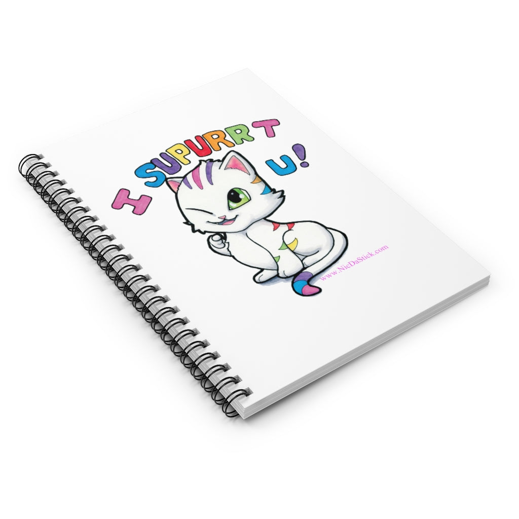 Rainbow Pride Kitty Spiral Notebook - Ruled Line