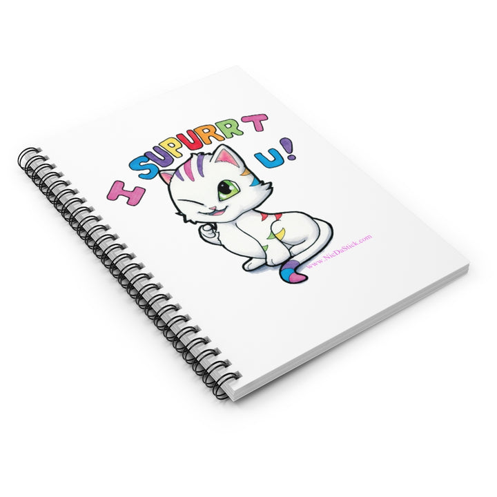 Rainbow Pride Kitty Spiral Notebook - Ruled Line