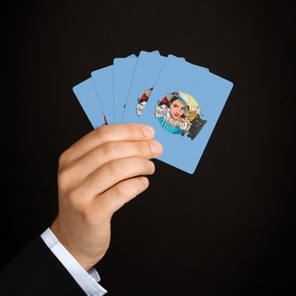 Tea & Telly with Cats Custom Poker Cards