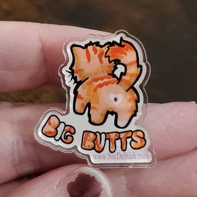 I love Big Butts - Orange Kitty Butt Pin "Lucifer"
