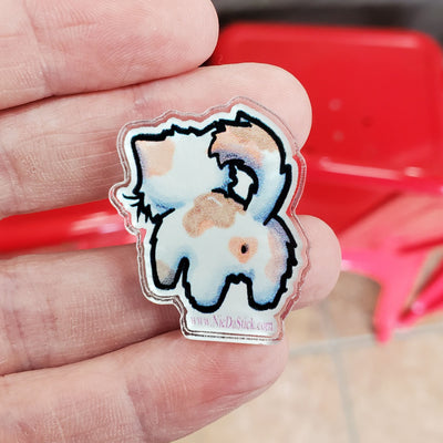 I love Big Butts - Calico Kitty Butt Pin "Popcorn"