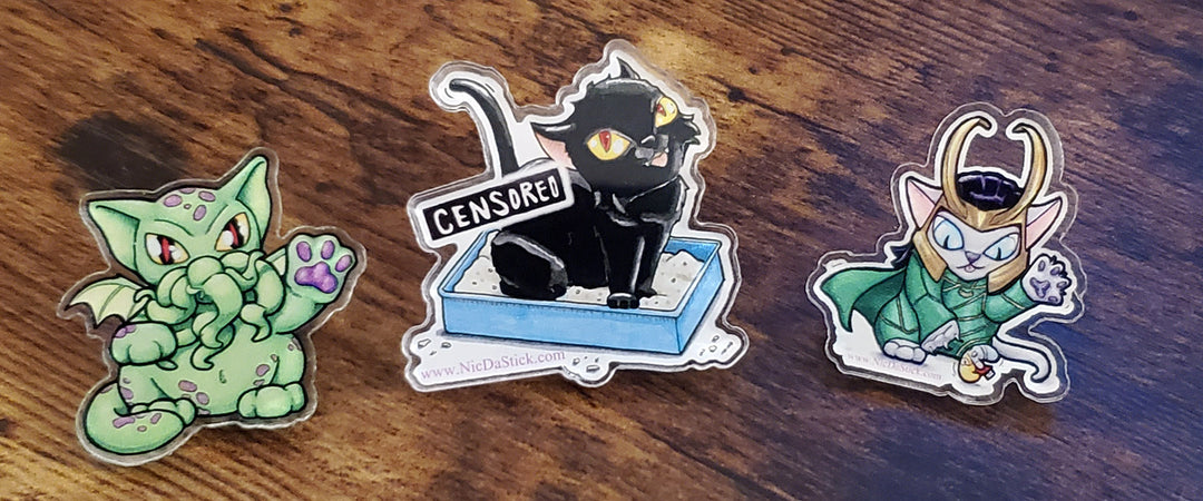 Cats of Kitties and Copics  Acrylic Pin Set