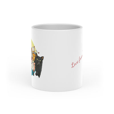 Tea & Telly w/Cats Heart-Shaped Mug