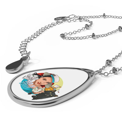 Tea & Telly w/Cats Oval Necklace