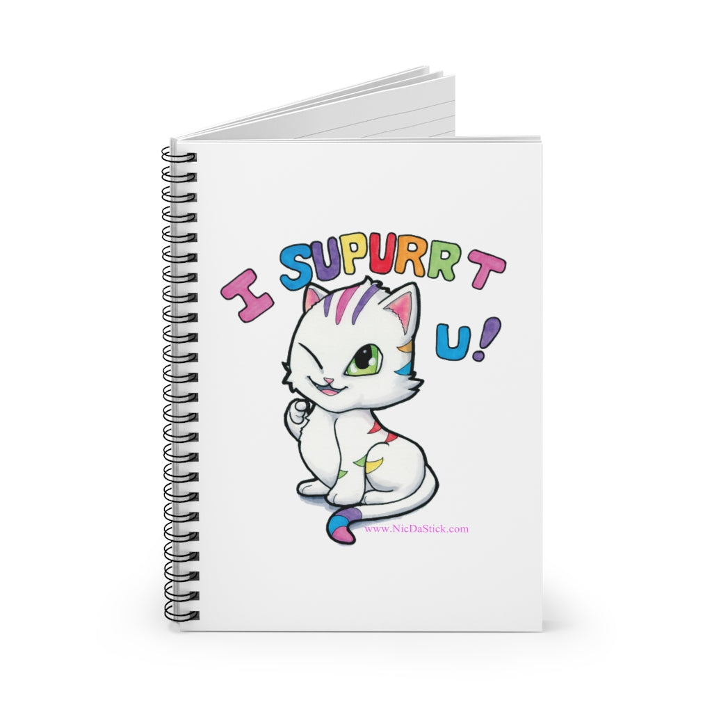 Rainbow Pride Kitty Spiral Notebook - Ruled Line
