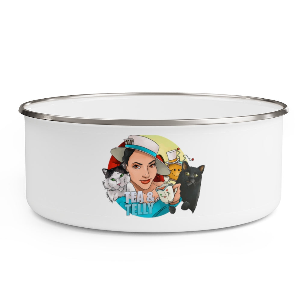 Tea & Telly w/Cats Enamel Bowl
