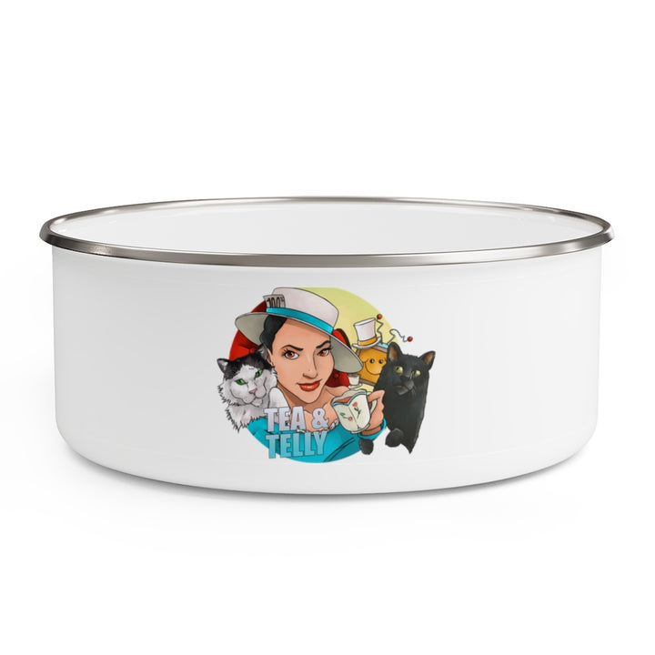 Tea & Telly w/Cats Enamel Bowl