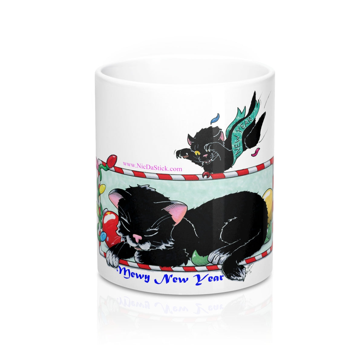 Holidaze Cats - Happy Mew Year Mug 11oz,Mug - Nic Da Stick Creations