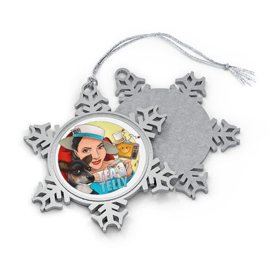 Tea & Telly with Chihuas Pewter Snowflake Ornament