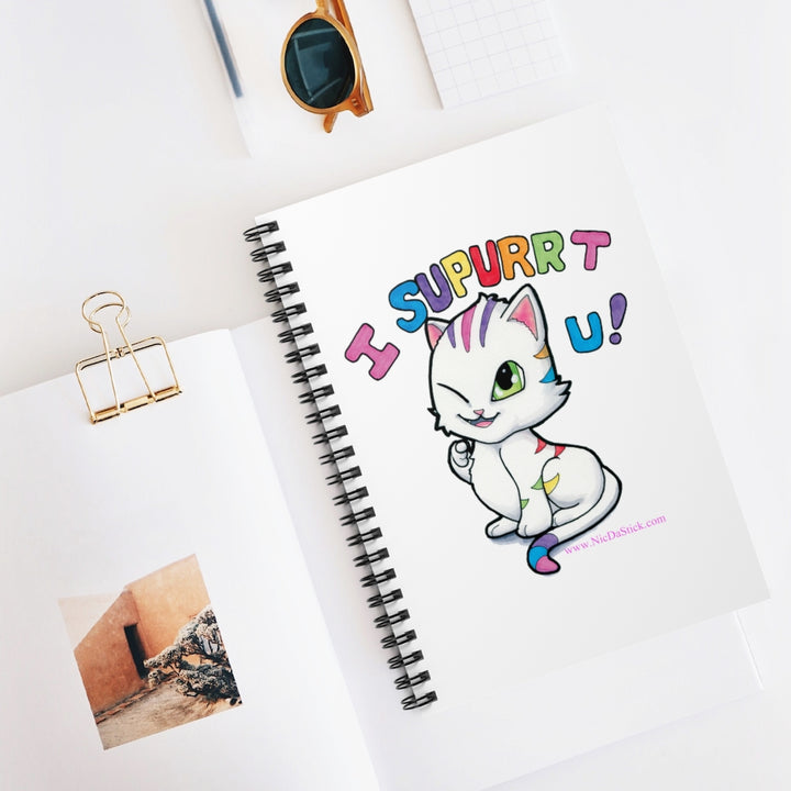Rainbow Pride Kitty Spiral Notebook - Ruled Line