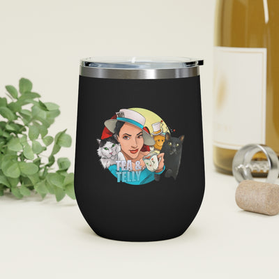 Tea & Telly with Cats 12oz Insulated Wine Tumbler