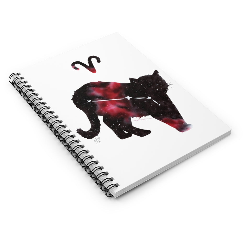 Aries Zodicat Spiral Notebook - Ruled Line