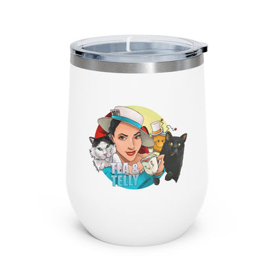 Tea & Telly with Cats 12oz Insulated Wine Tumbler