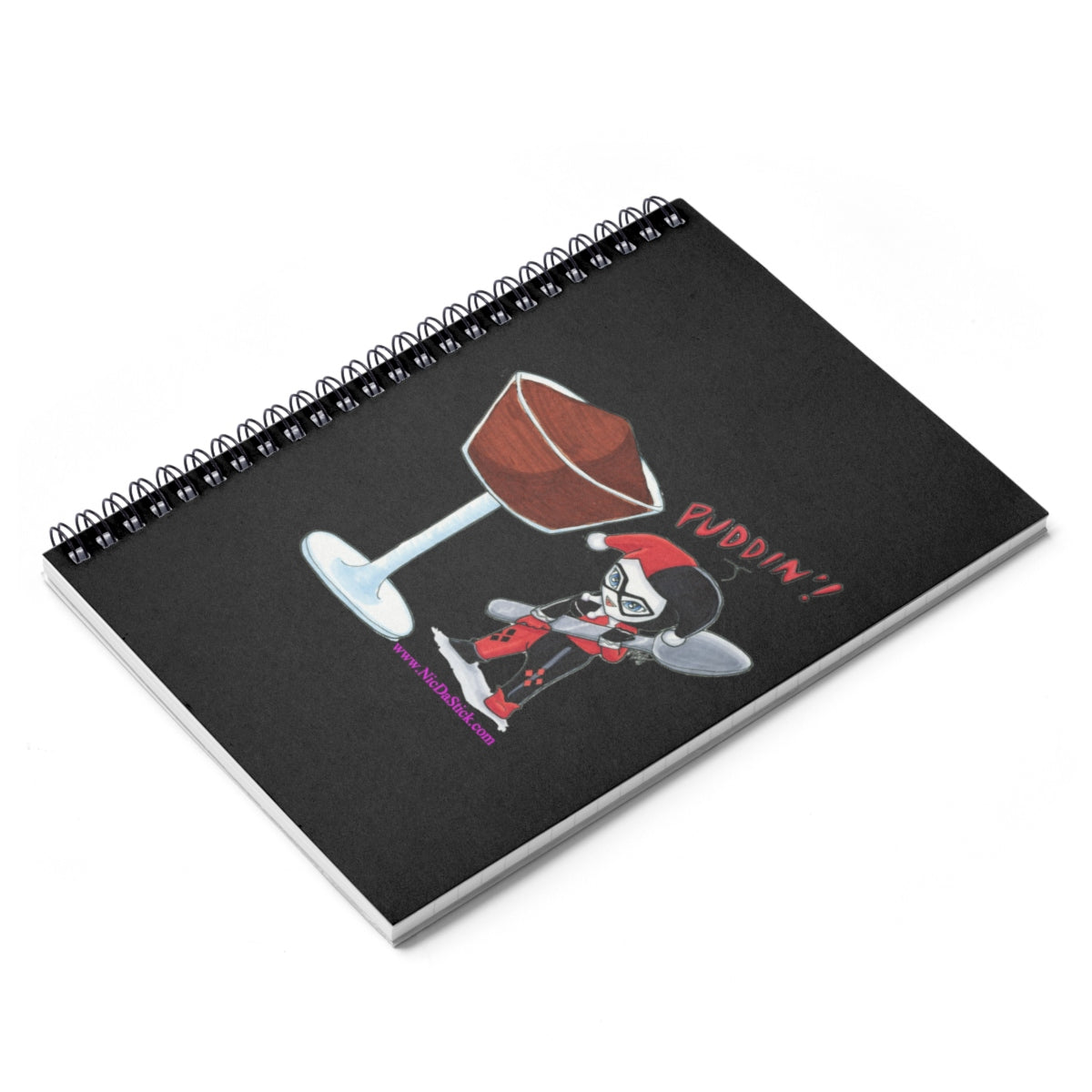 Puddin - Harley Quinn Spiral Notebook - Ruled Line,Paper products - Nic Da Stick Creations