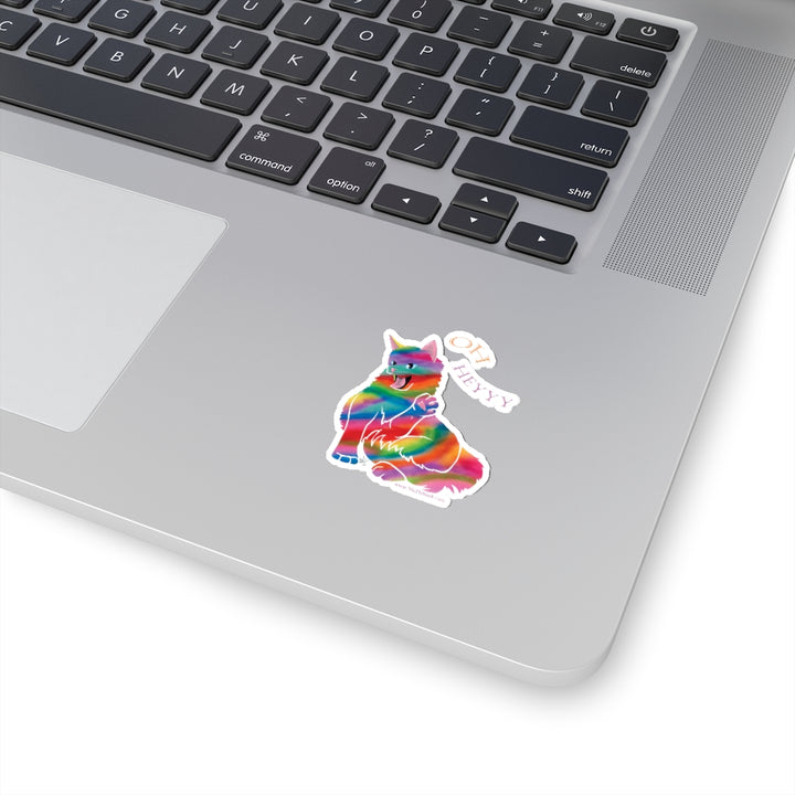 Rainbow Kitty 'HEY'  Kiss-Cut Stickers