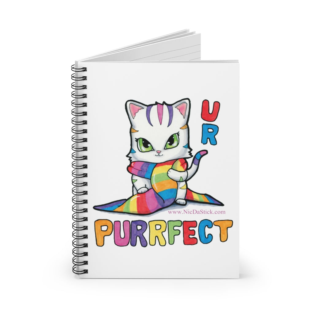 UR are Purrfect Rainbow Pride Kitty Spiral Notebook - Ruled Line