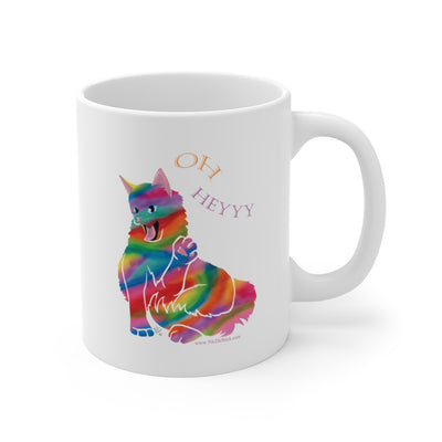 Rainbow Kitty 'HEY' Mug 11oz