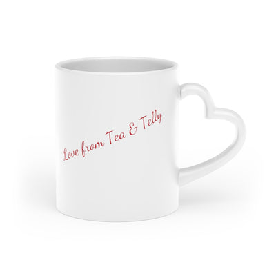 Tea & Telly w/Cats Heart-Shaped Mug