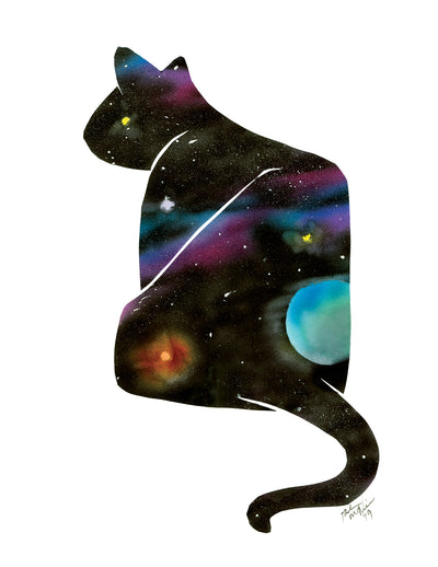Space Silhocat Art Print