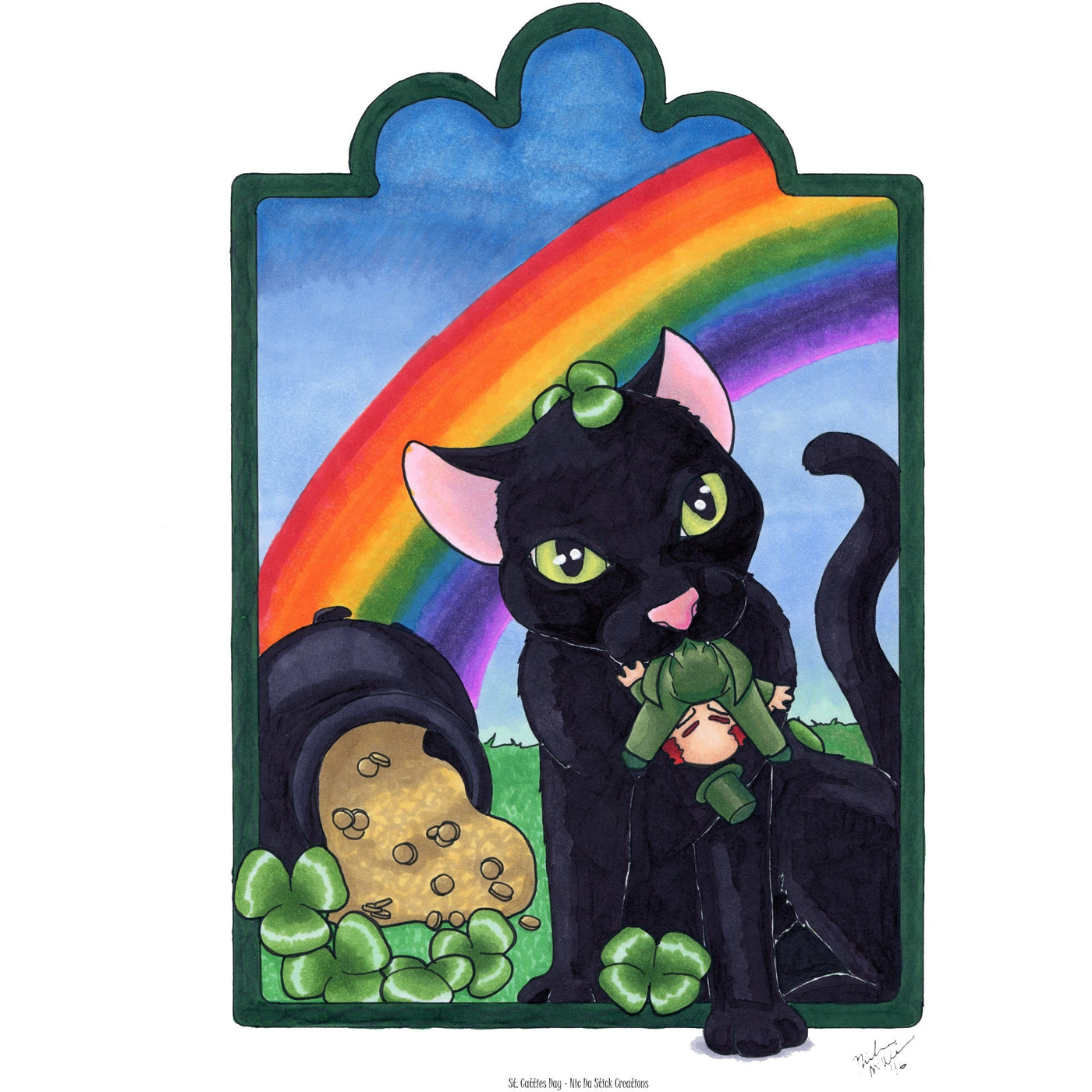 Holidaze cats - St. Catties Day Art Print,Prints - Nic Da Stick Creations