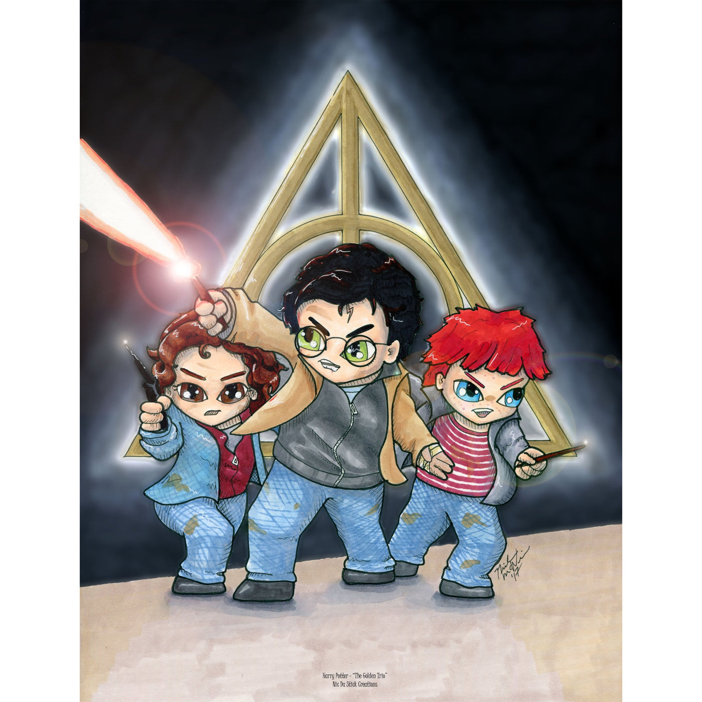 Harry Potter - The Golden Trio Art Print,Prints - Nic Da Stick Creations