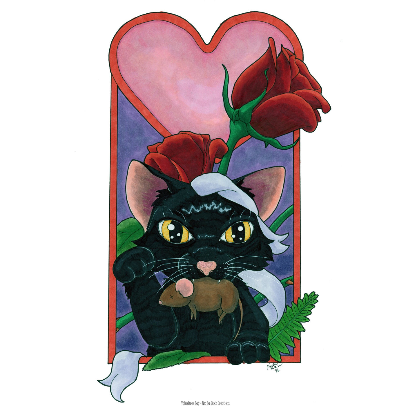 Holidaz Cats - Valentines Day Art Print,Prints - Nic Da Stick Creations