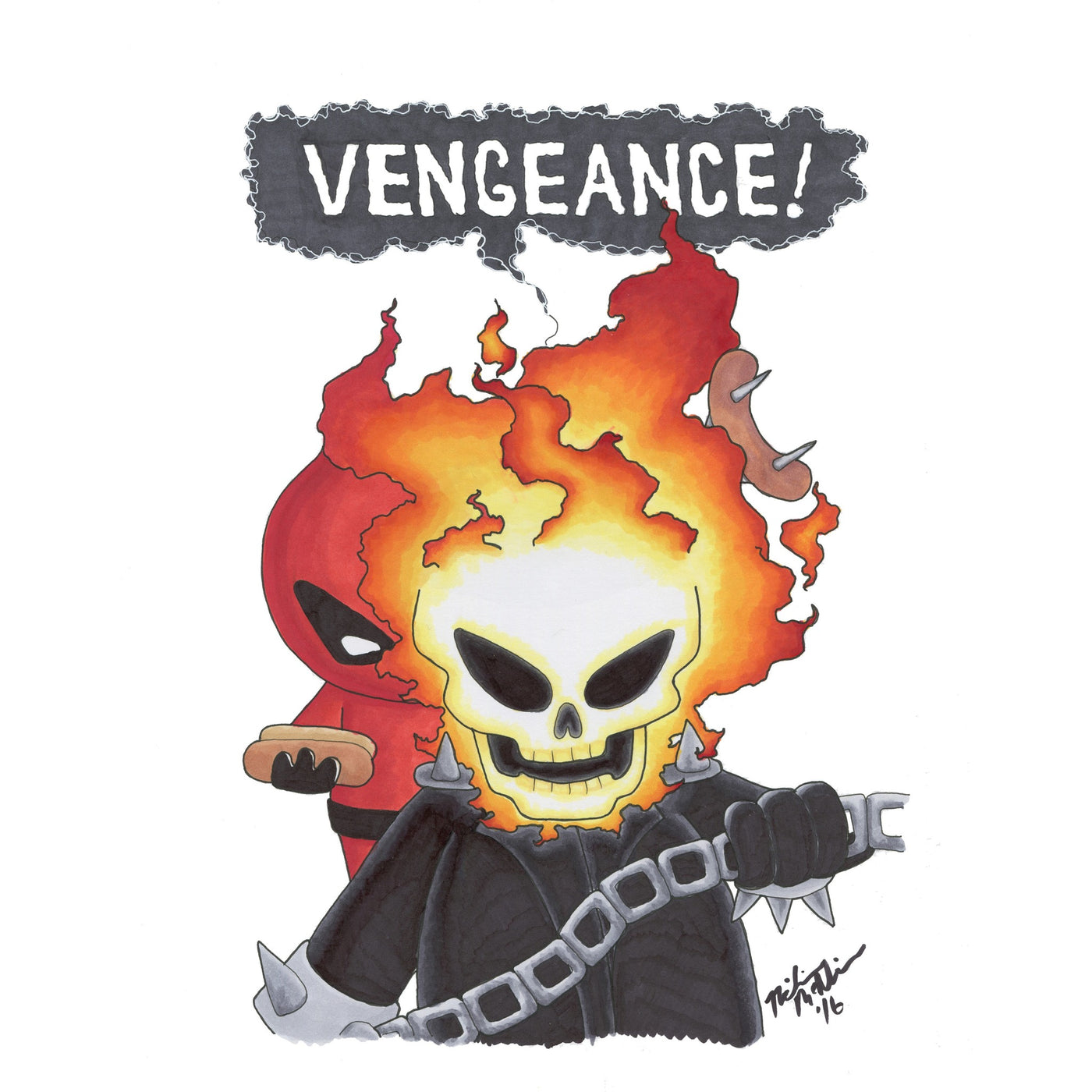Ghost Rider/Deadpool - Vengeance Art Print,Prints - Nic Da Stick Creations