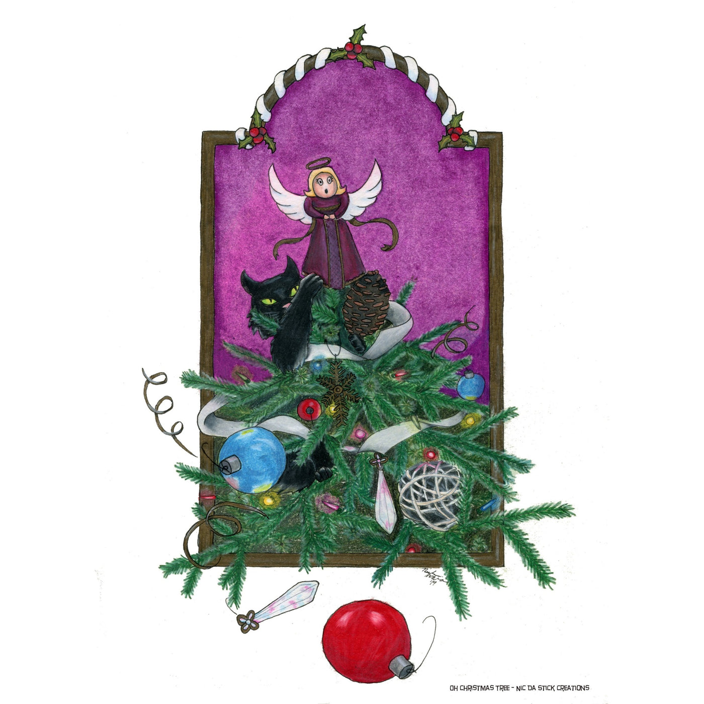 Holidaze Cats - Christmas Art Print,Prints - Nic Da Stick Creations